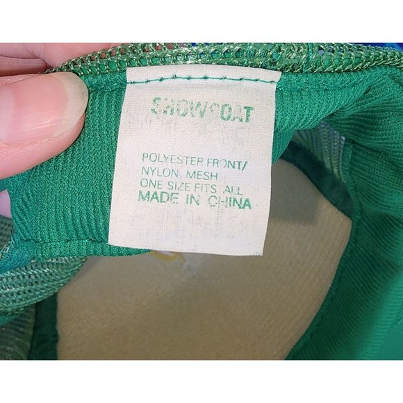 Vintage Showboat Snapback Trucker Hat Cap Green White I Want Less to do More Tim - Picture 5 of 6